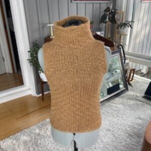 Express World Brand -Handknit Turtleneck Sleeveless Sweater - Camel/Tan - XS